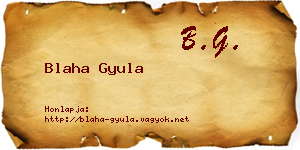Blaha Gyula névjegykártya